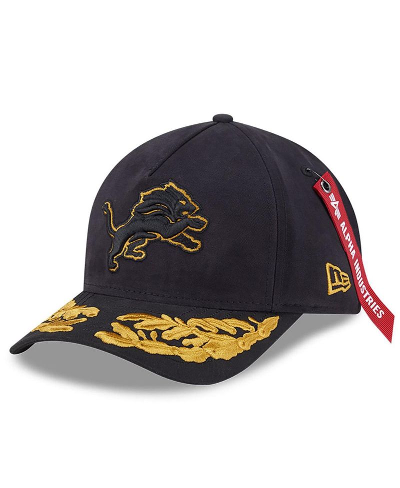 x Alpha Men's Industries Black Detroit Lions A-Frame 9FORTY Adjustable Hat