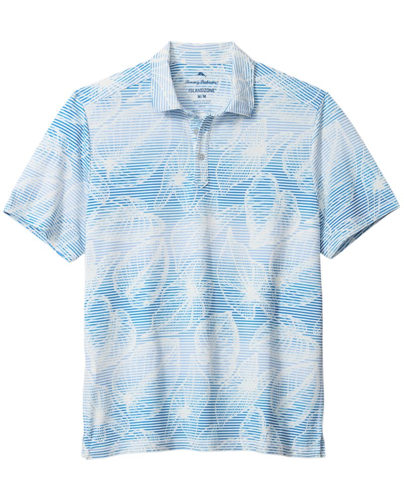 Men's Costa Wave Island Fade Striped Polo Shirt with Marlin Embroidery