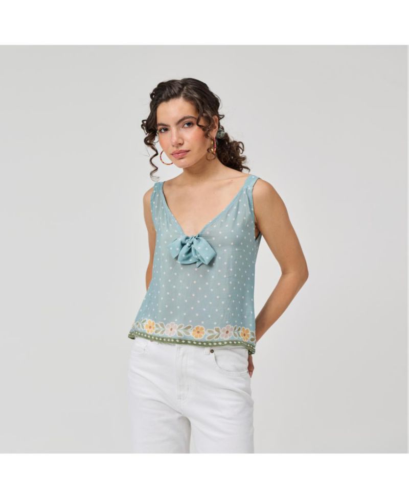 Women's Bow Bemberg Tie Cami Top