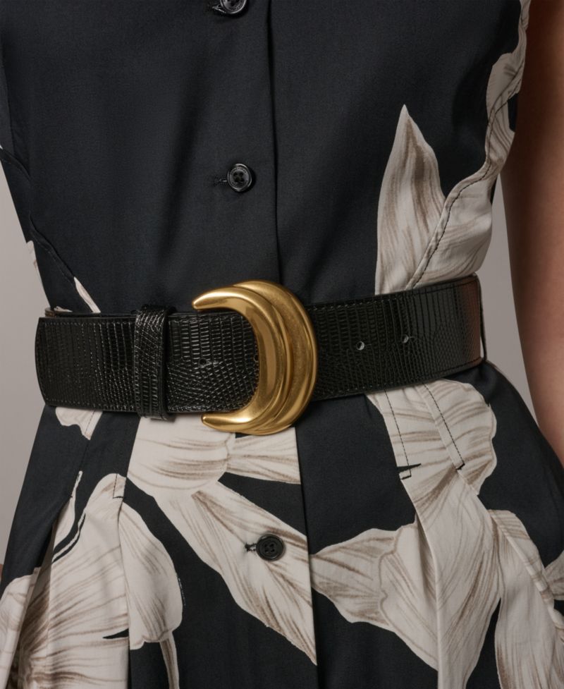 Petite Sleeveless Floral Collared Midi Shirt-Dress