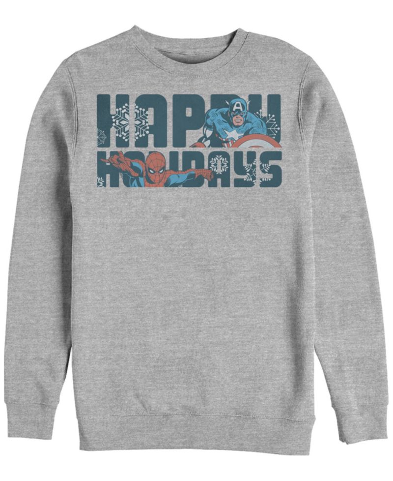 Men's Marvel Happiest of Holidays Crew Fleece Pullover