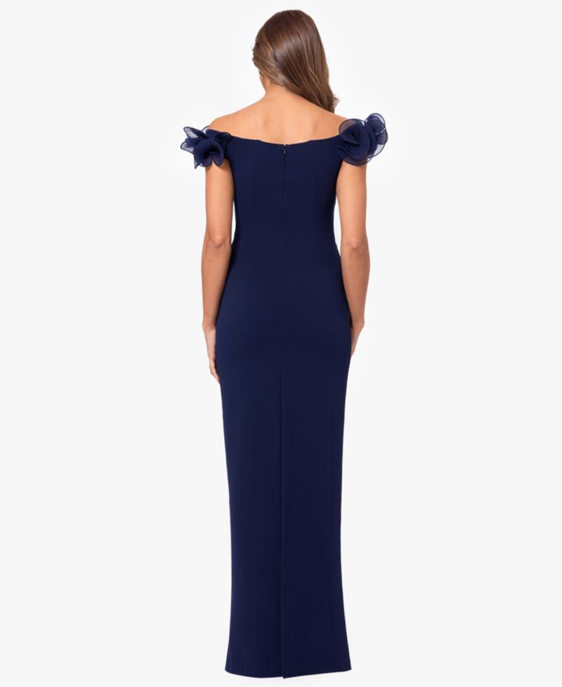 Petite Off-The-Shoulder Ruched Wire Sheath Gown