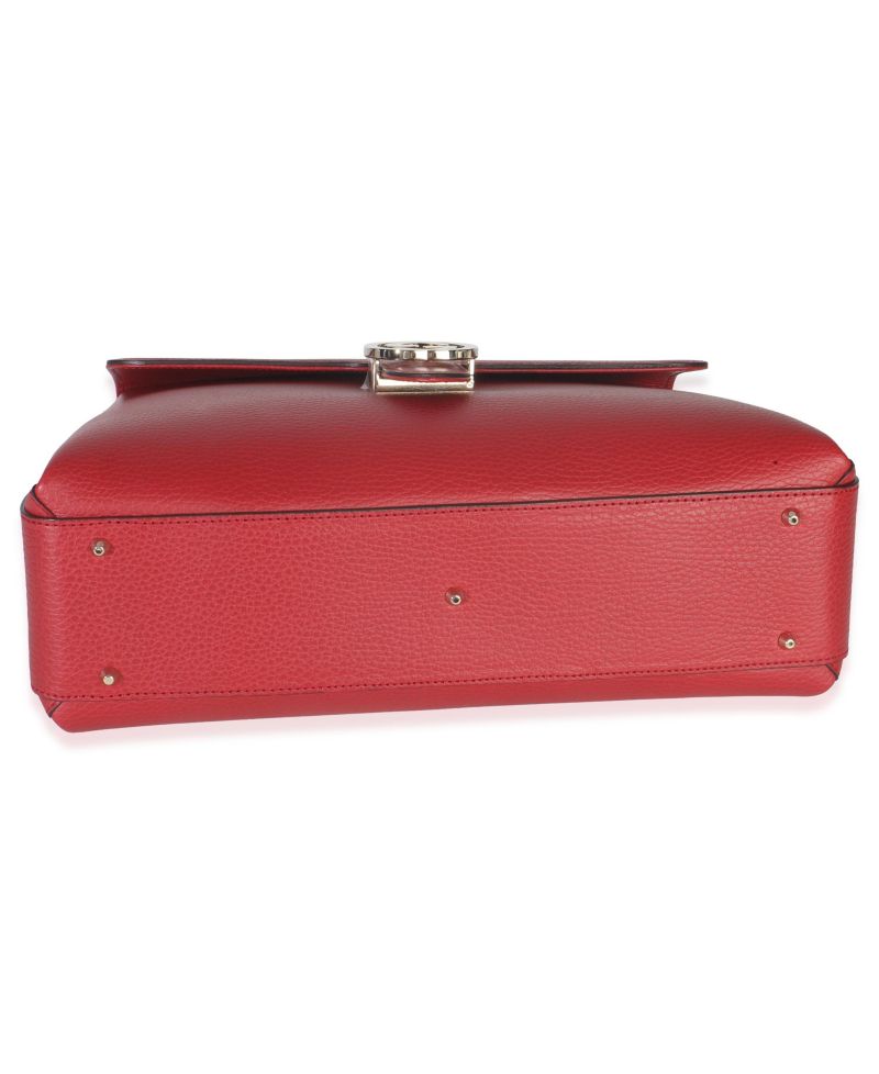 Red Dollar Calfskin Medium Interlocking G Top Handle Bag