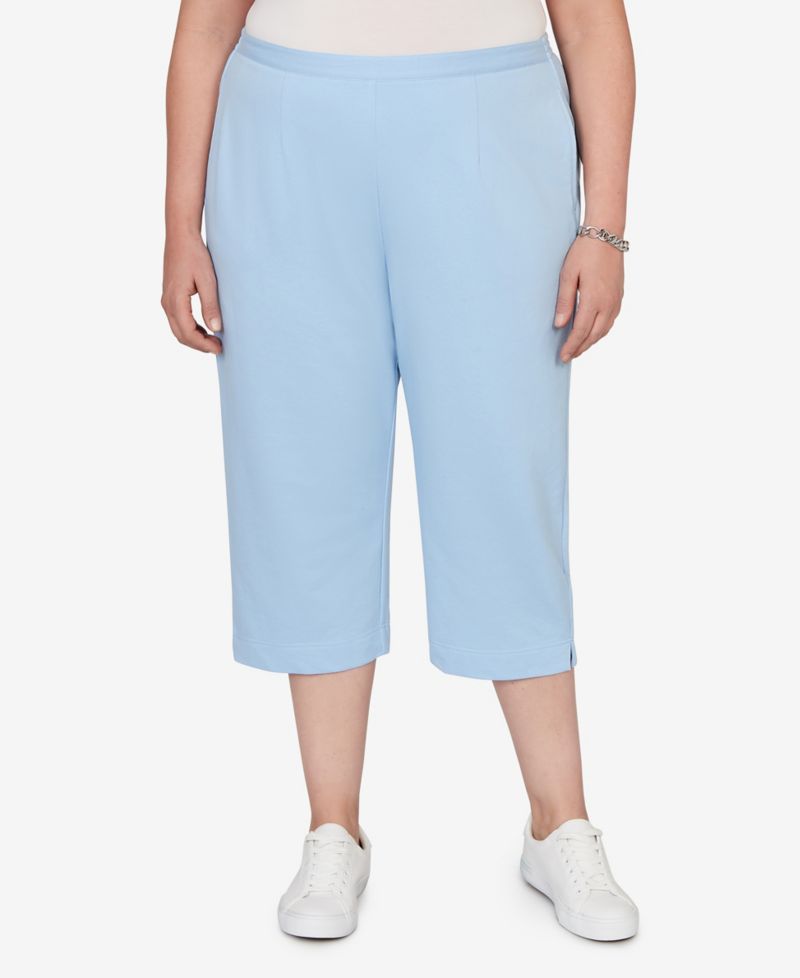 Plus Size Classic Everyday French Terry Flat Front Capri Pants
