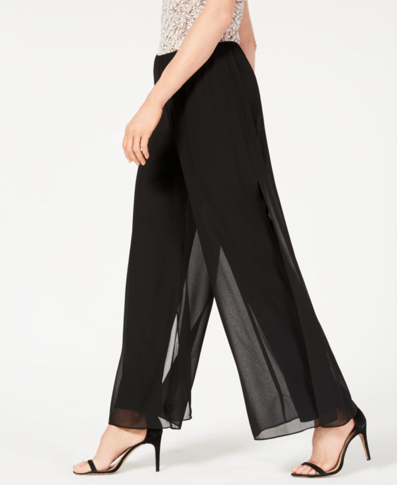 Petite Straight-Leg Overlay Pants