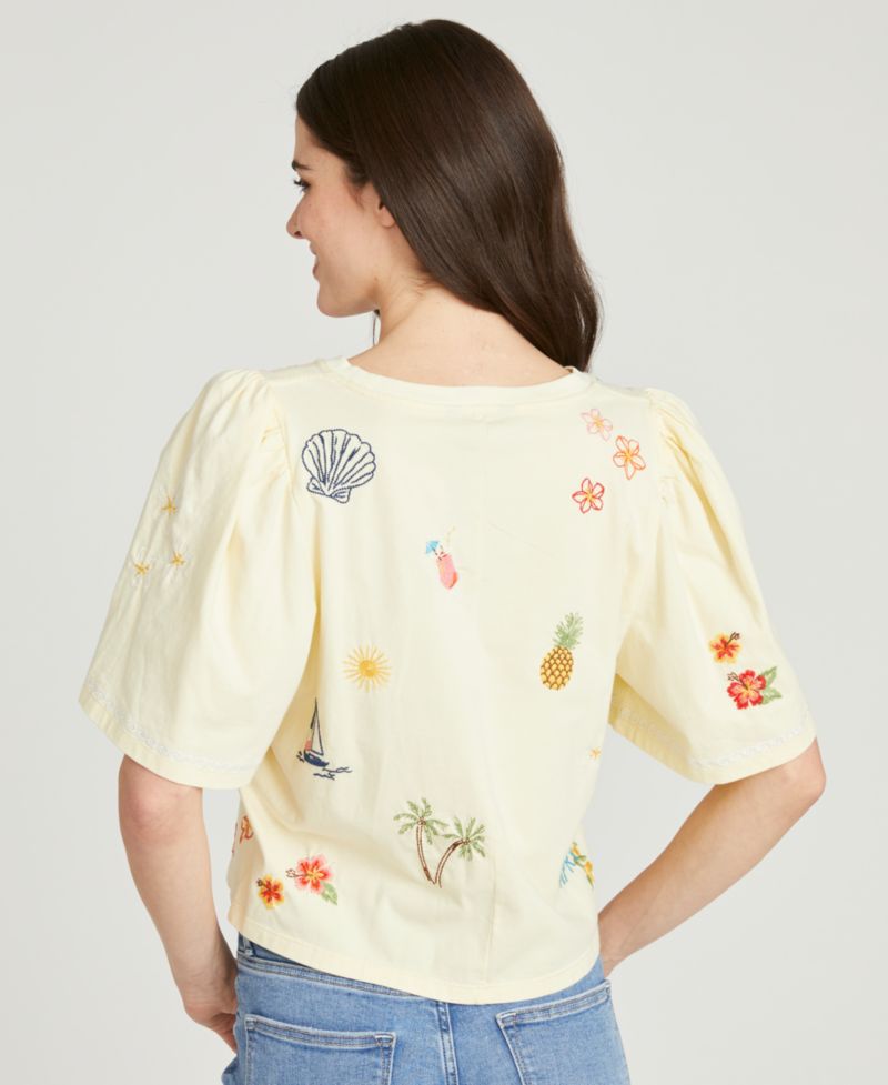 Women's Destination Doodle Flutter-Sleeve T-Shirt