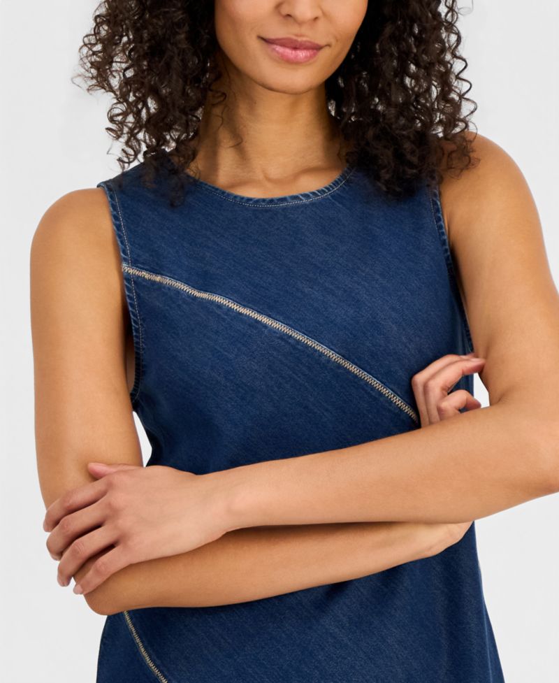 Women's Asymmetrical Denim Midi Dress