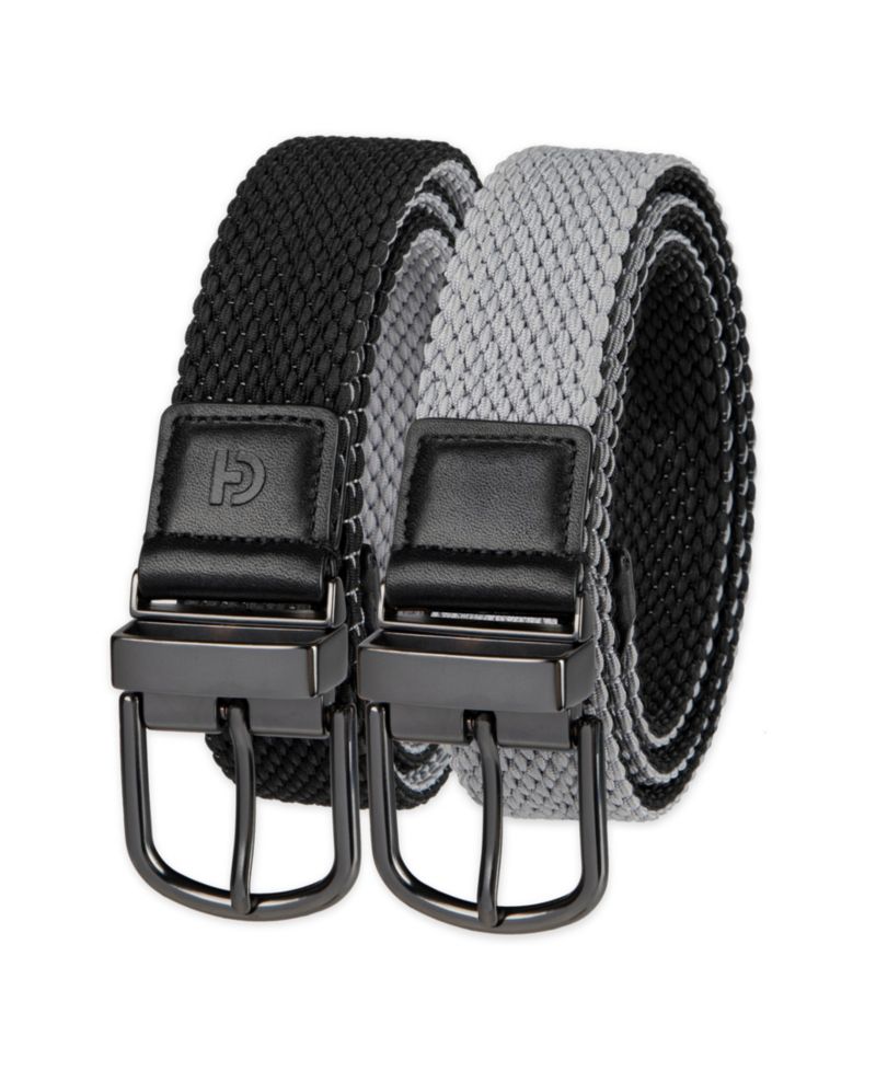 35MM Men's Two-in-One Reversible Braided Stretch Belt