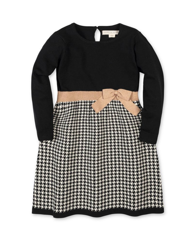 Little and Big Girls' (6-12) Organic Skater Sweater Dress with Bow