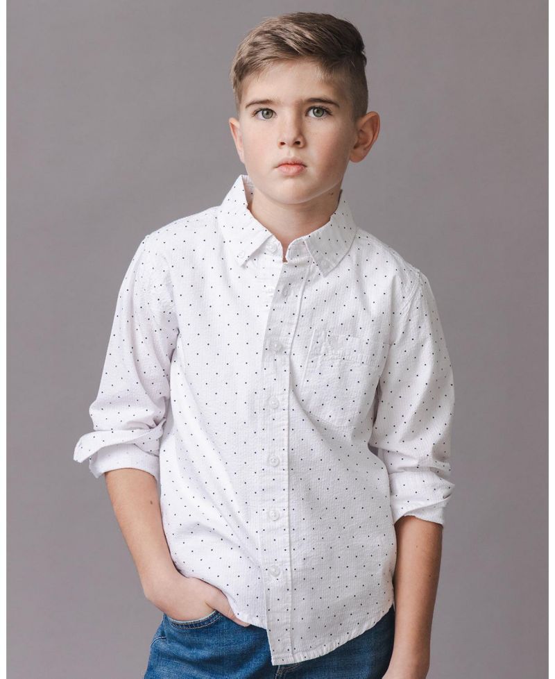 Boys Hope and Henry Organic Long Sleeve Seersucker Shirt
