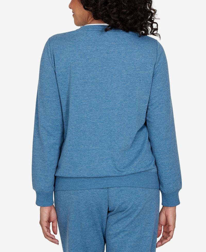 Women's Long-Sleeve Crewneck Argyle Pullover Top