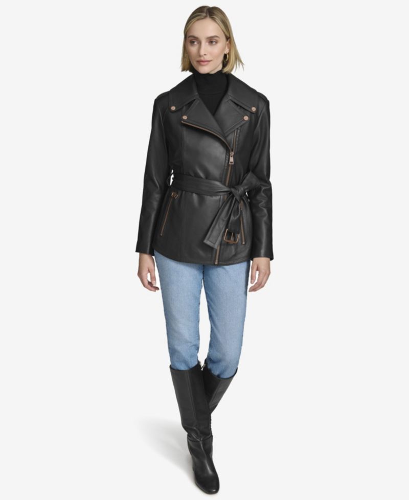 Women's Delphine Belted Leather Jacket
