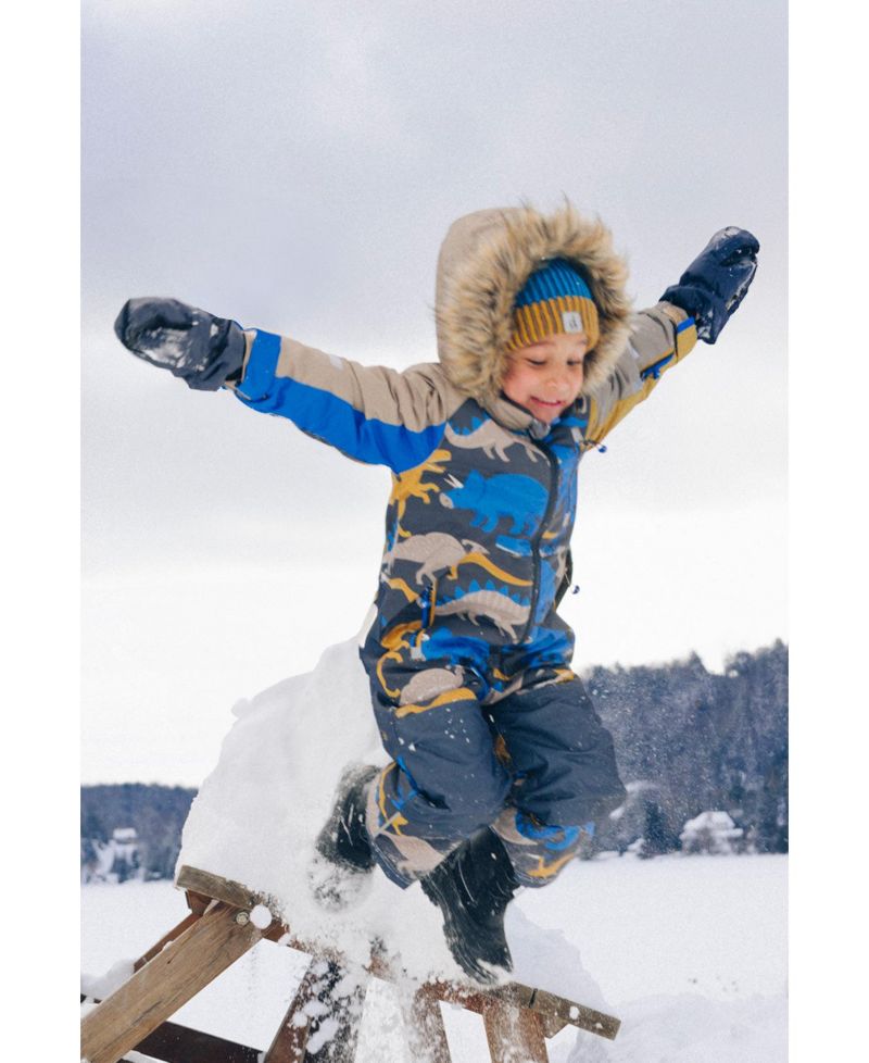 Little and Big Boy (6-14) One Piece Play Snowsuit Dinosaur Print