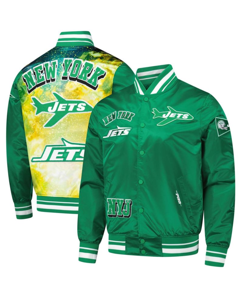 Men's Green New York Jets Sublimated Satin Full-Snap Jacket
