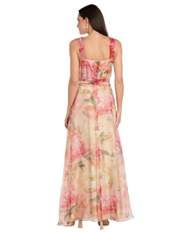 Women's Printed V-Neck Maxi Dress