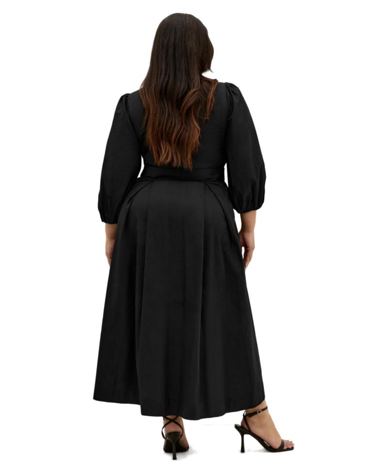 Plus Size Kaiya V-Neck Midi A-Line Dress