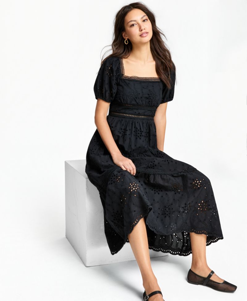 Women's Eyelet Cotton Maxi Dress