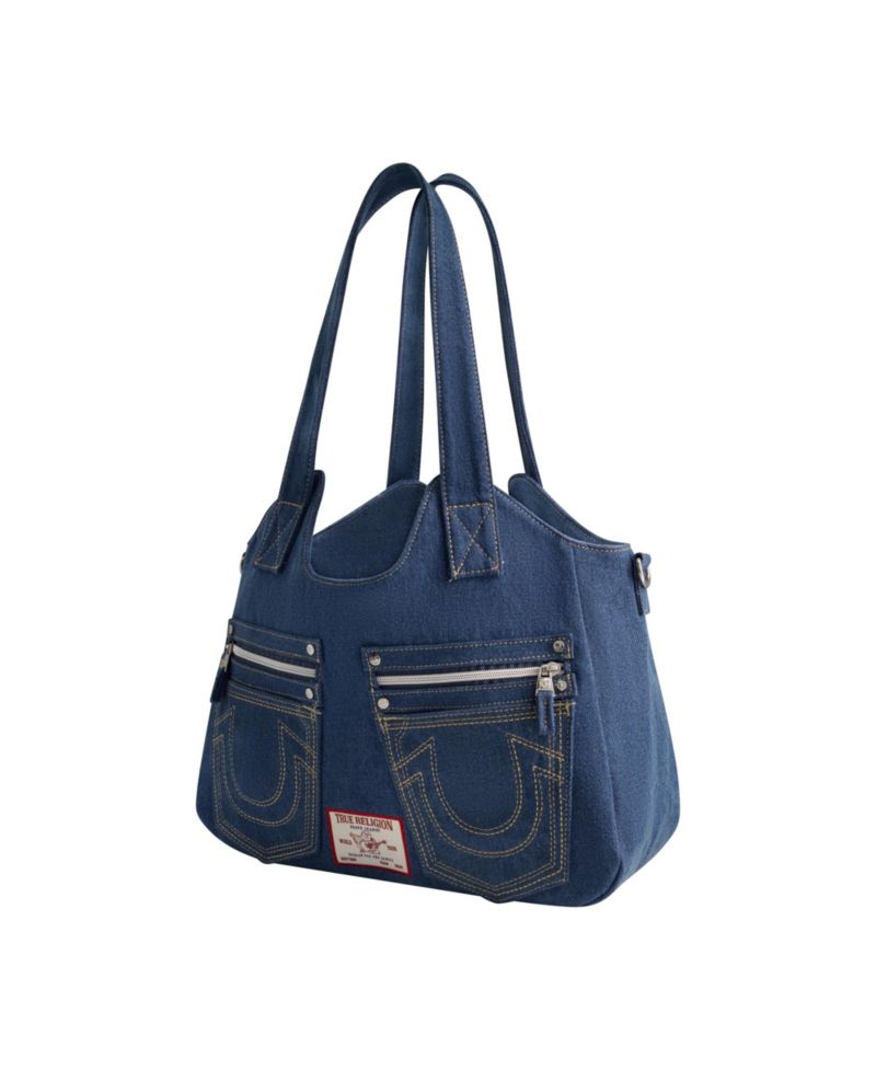 Horseshoe Stitch Denim Satchel