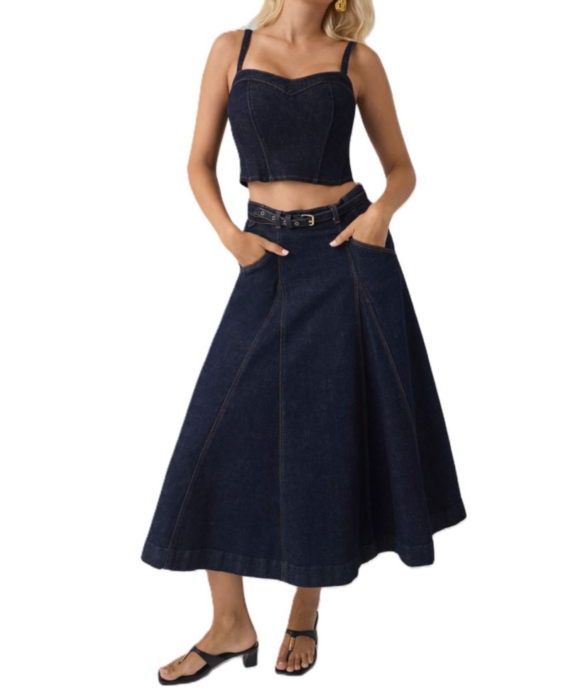 Women's Zoey Denim Crop Sweetheart Bustier Top