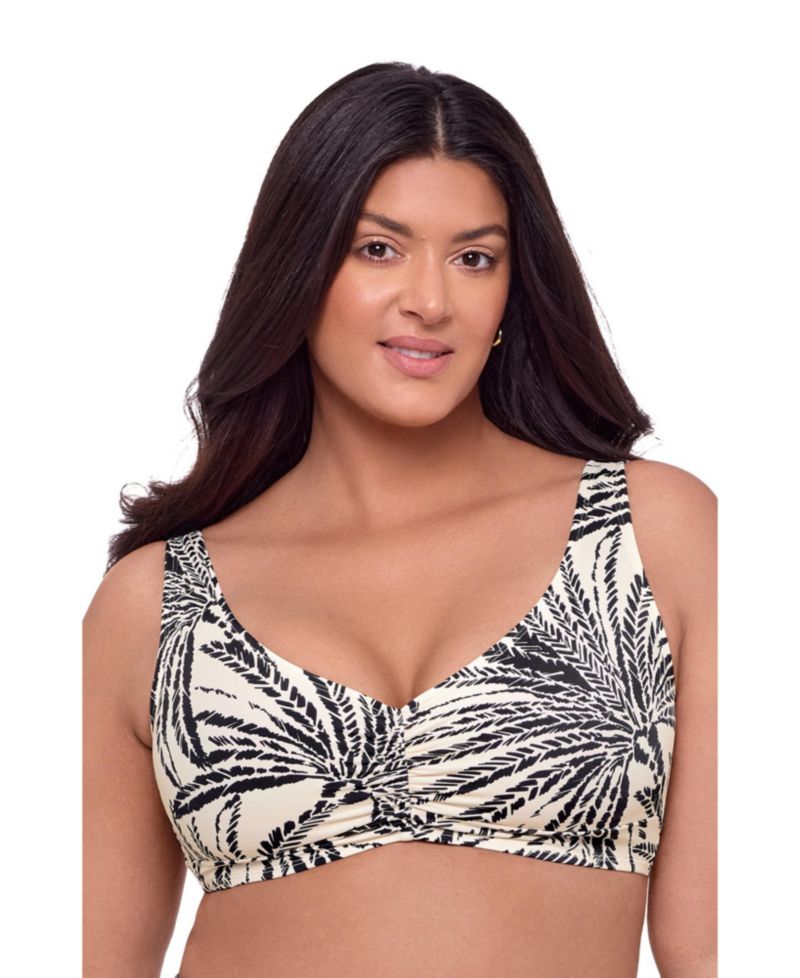 Women's Supportive and Sculpting Banded Cinch Front Bikini Swimsuit Top