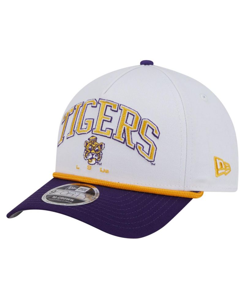Men's White/Purple LSU Tigers Arch Two-Tone Rope 9FORTY A-Frame M-Crown Adjustable Hat