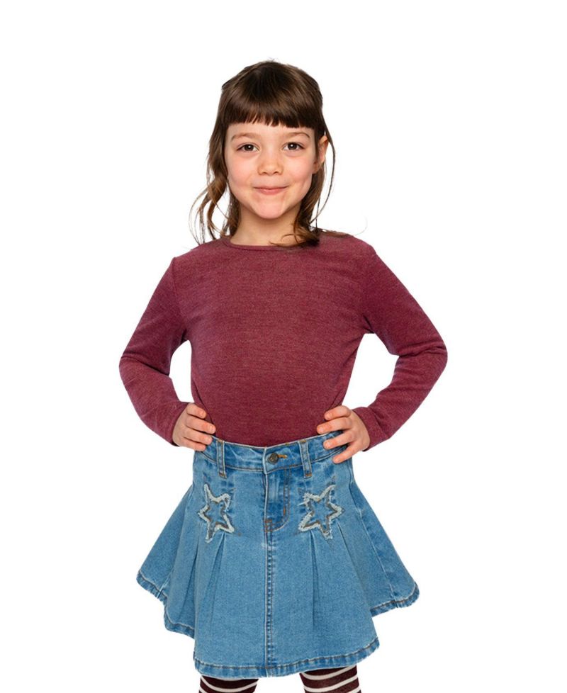 Big Girls 6-14 Brushed Rib Crew Neck Top