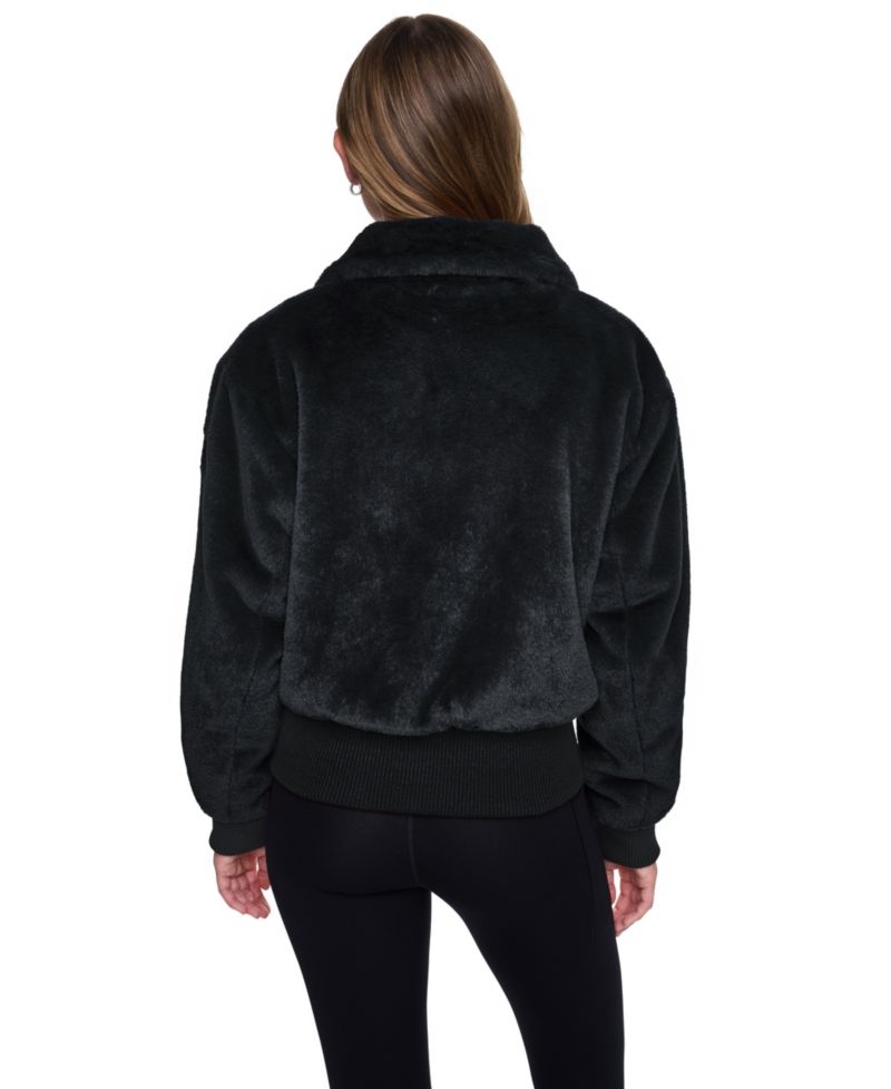 Women's Mock Neck Short Faux Fur Jacket