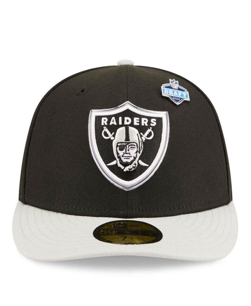Men's Black/Silver Las Vegas Raiders 2026 NFL Draft Pre-Curved 59FIFTY Fitted Hat