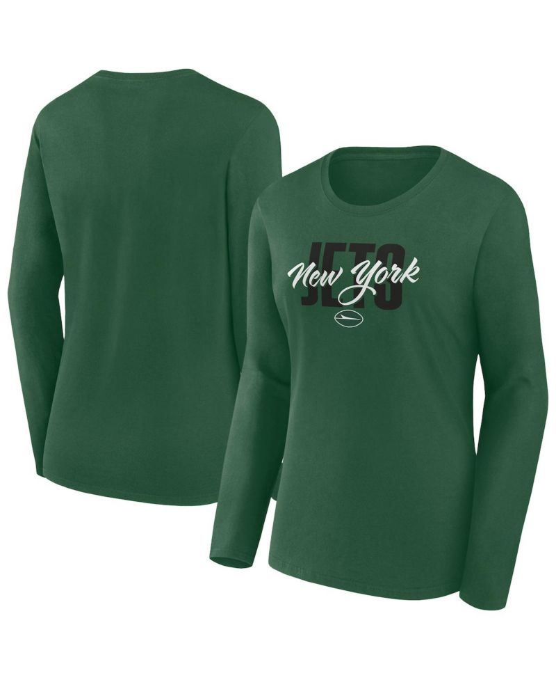 Women's Green New York Jets Long Sleeve Scoop Neck T-Shirt