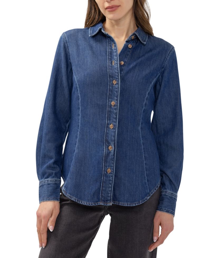 Women's Angie Denim Button-Up Long Sleeve Shirt
