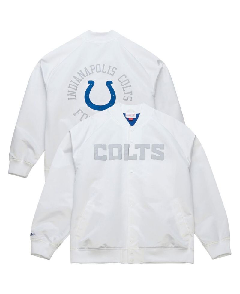 Men's White Indianapolis Colts Double Clutch Raglan Full-Snap Jacket