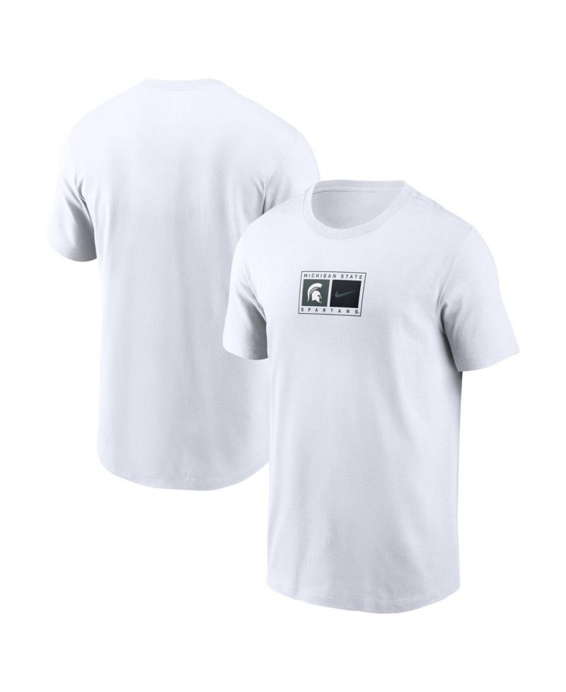 Men's White Michigan State Spartans Campus Logo Swoosh T-Shirt