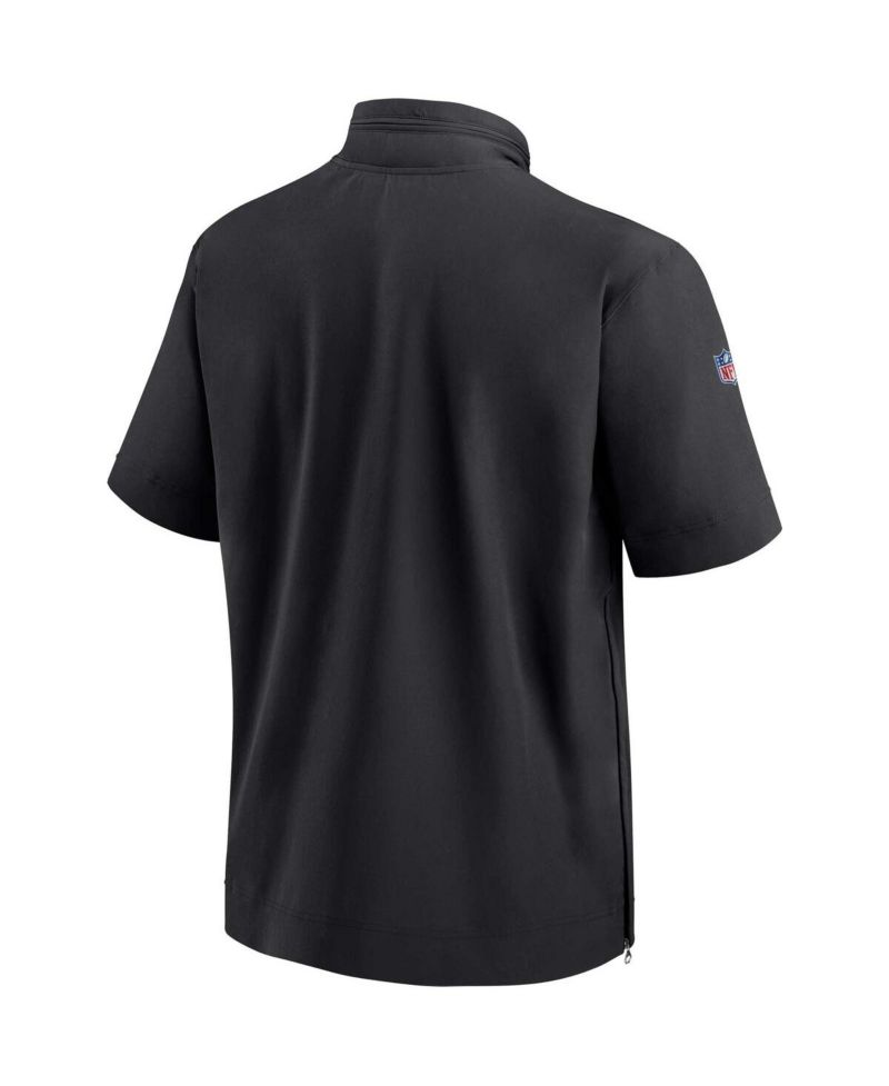Men's Black Jacksonville Jaguars Sideline Coach Short Sleeve Hoodie Quarter-Zip Jacket