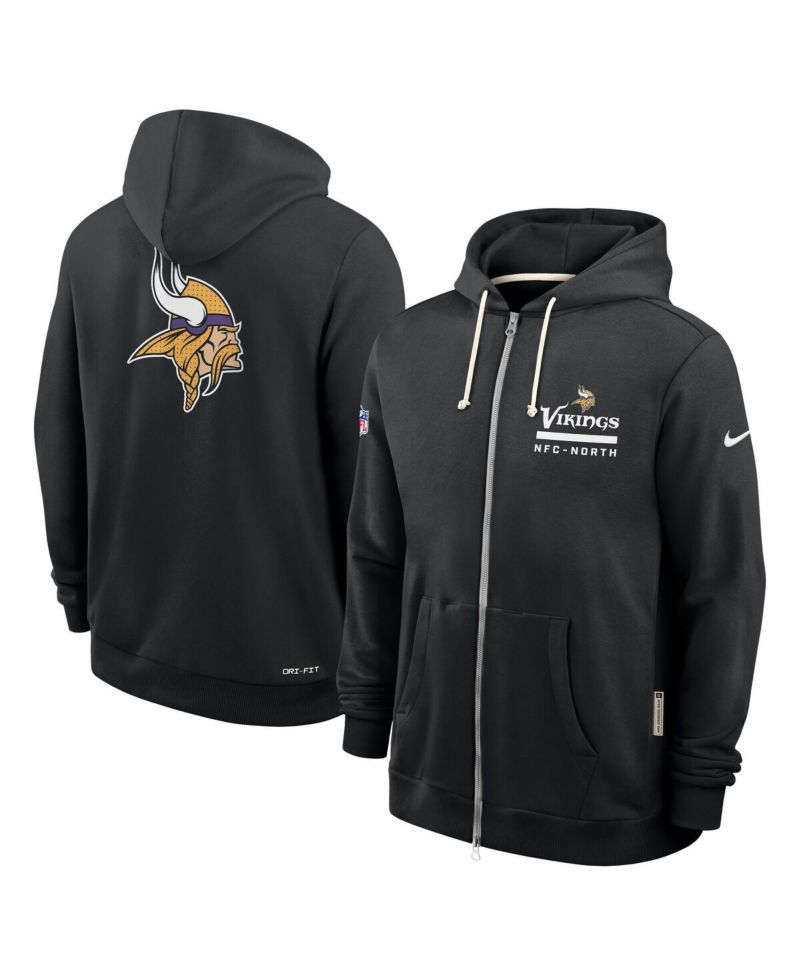 Men's Black Minnesota Vikings Sideline Utility Player Performance Full-Zip Hoodie