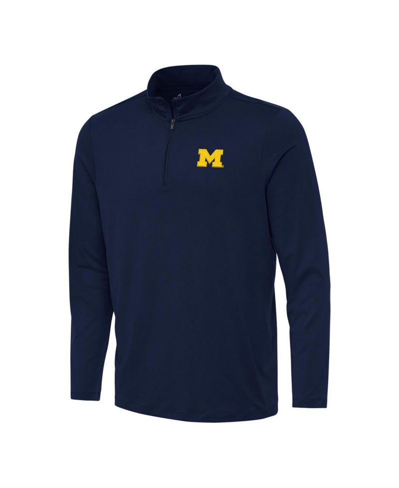 Men's Navy Michigan Wolverines Reprocess Quarter-Zip Hoodie