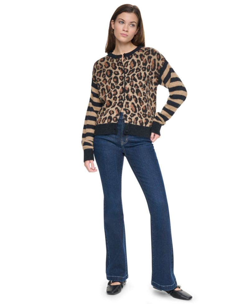 Women's Cheetah Oversized Long-Sleeve Cardigan