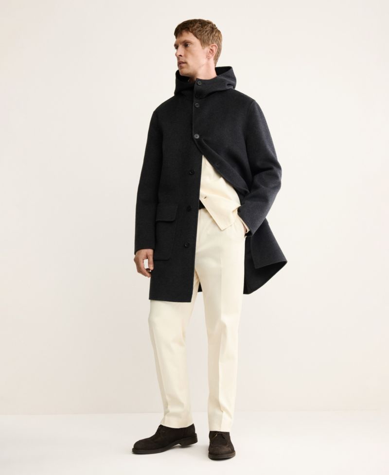Men's Handmade Wool Hood Coat