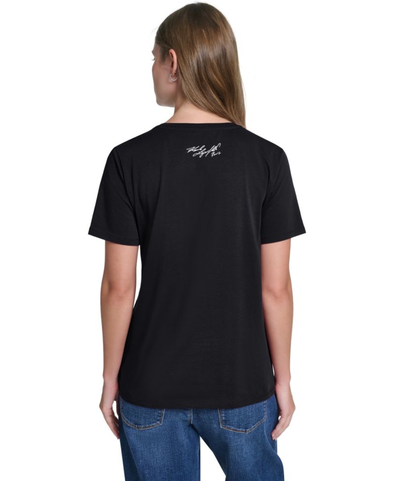 Women's Sparkle Paris Scene Crewneck Short-Sleeve T-Shirt