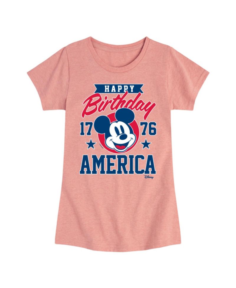 Big Girls Disney Mickey Happy Birthday Americana Graphic T-Shirt