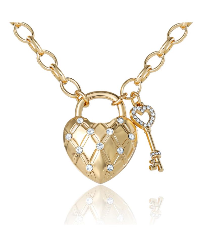 Heart Locket with Key Pendant Necklace, Gold&acirc;€‘Tone