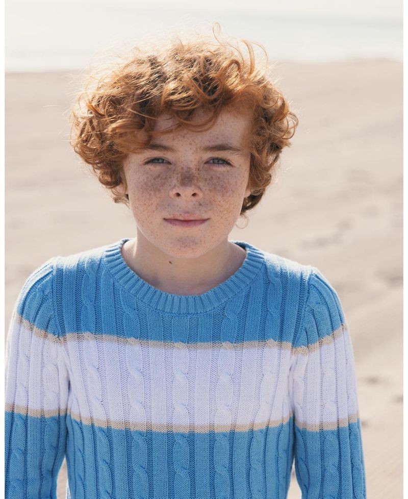 Toddler Boys' Organic Cable Crewneck Pullover Sweater
