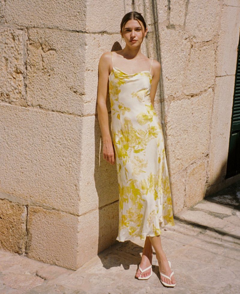 Women's Printed Cowl Neck Dress