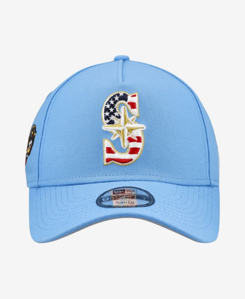 Big Boys and Girls Light Blue Seattle Mariners Celebrate America's 250th 9FORTY A-Frame Adjustable Hat