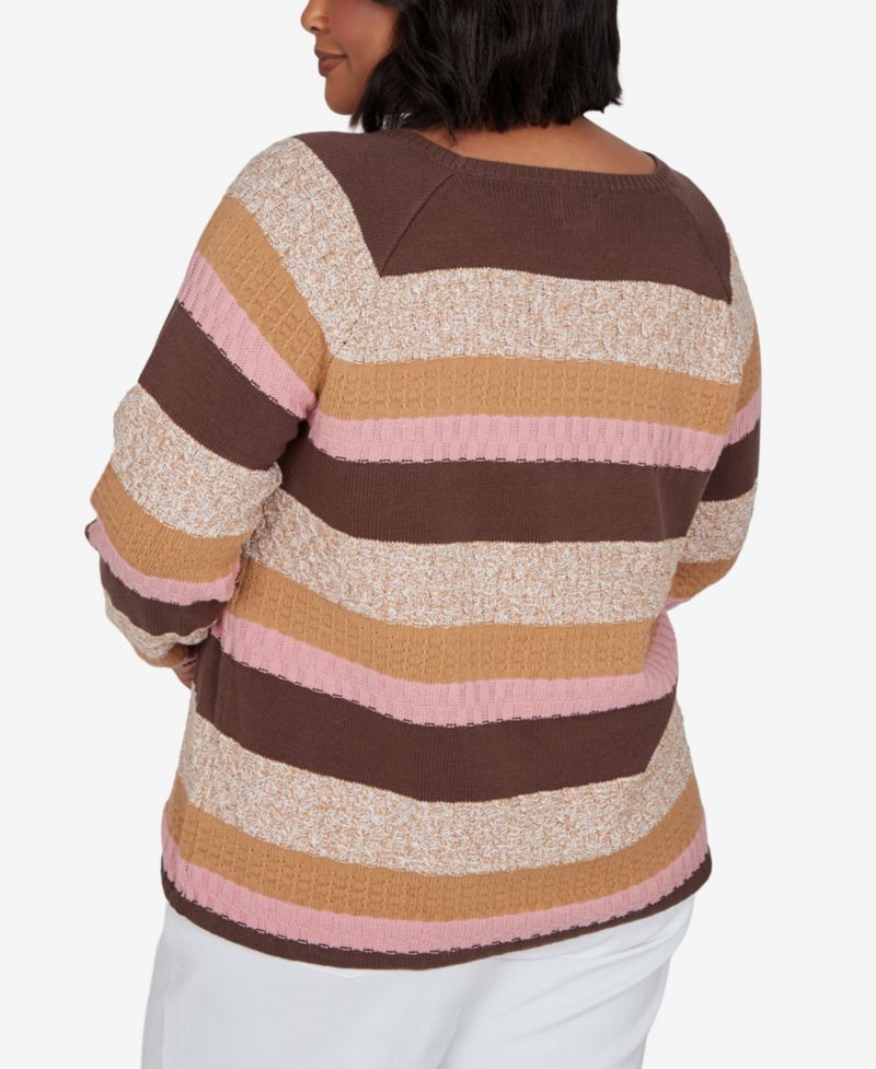 Plus Size Marled Stripe Long-Sleeve Sweater