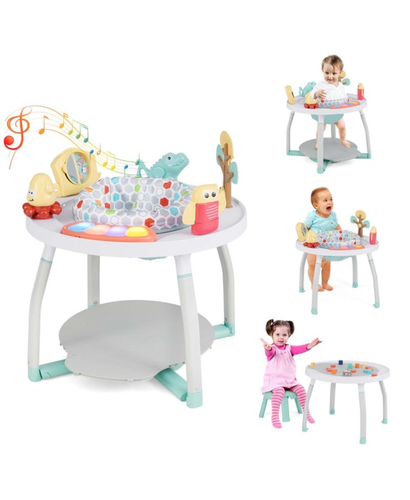 5-in-1 Baby Activity Center with Rotating Seat Removable Toys Lights