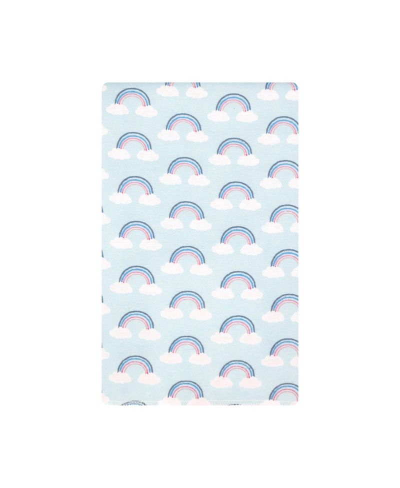 Girl Cotton Poly Flannel Burp Cloths Bundle, Cloudy Rainbow