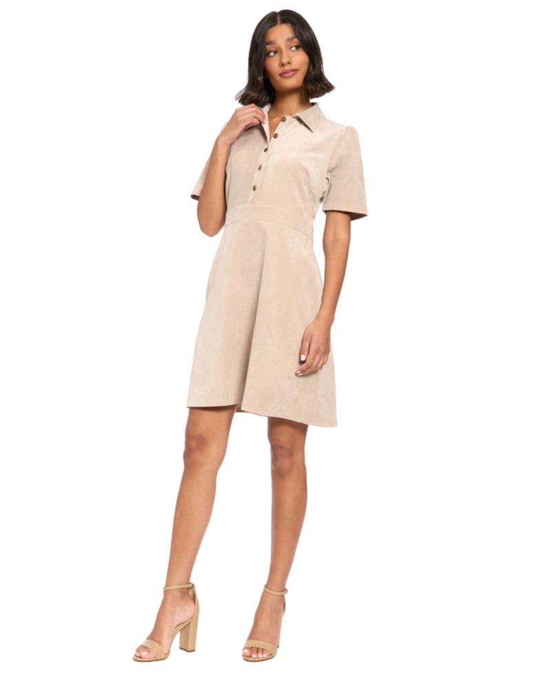 Women's Short-Sleeve Collared A-Line Mini Dress