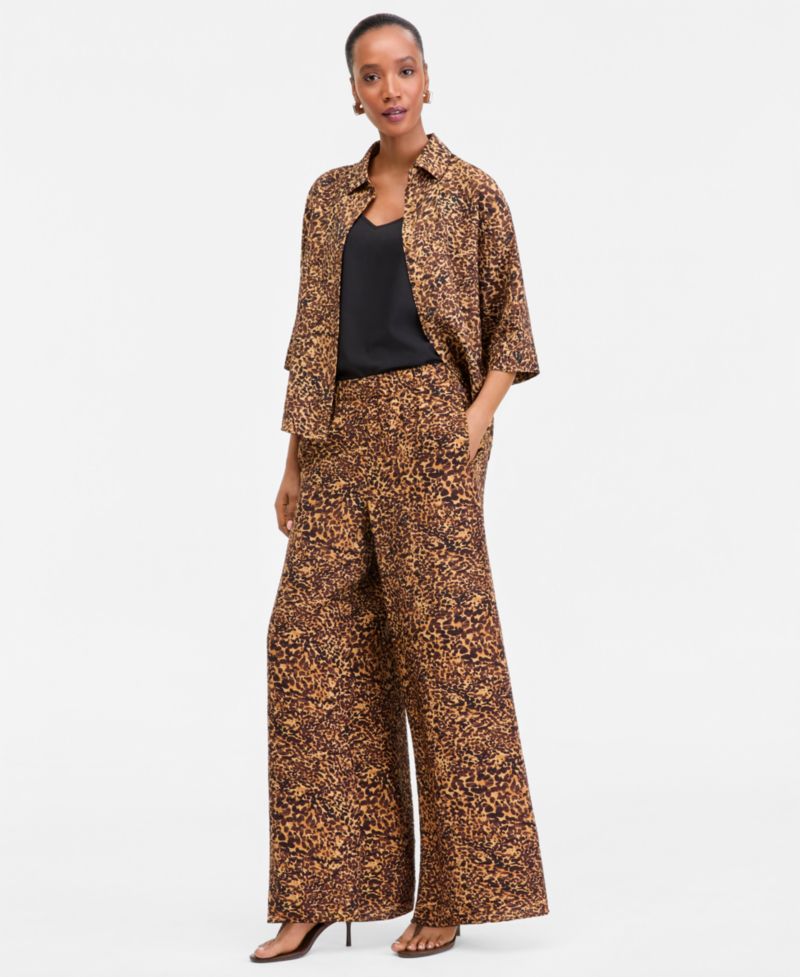 Women's Animal-Print High-Rise Wide-Leg Pants