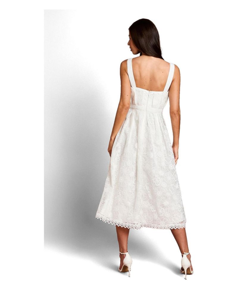 Women's Embroidered Lace Midi Dress