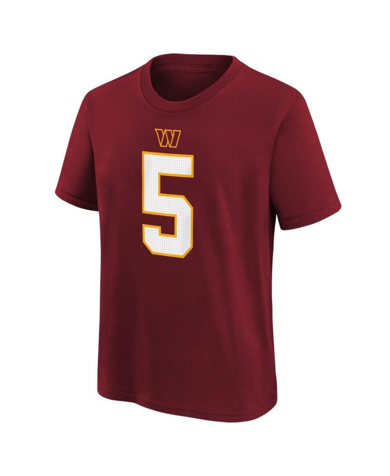 Big Boys and Girls Jayden Daniels Burgundy Washington Commanders Name & Number T-Shirt